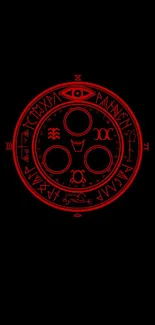 Mystical red circle with symbols on a black background mobile wallpaper.