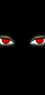 Mysterious wallpaper with glowing red eyes on a black background.