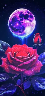 Vibrant rose and purple moon wallpaper for phones.