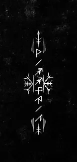 Black wallpaper with mystical runic symbols centered.