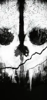 Mystical black and white skull art wallpaper for mobile phones.