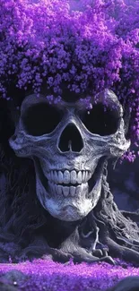 A mystical skull with purple blossoms.