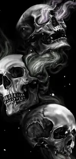 Mystical skulls mobile wallpaper with dark, gothic aesthetic.