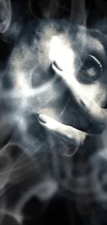 Dark abstract smoke art featuring a mysterious face.