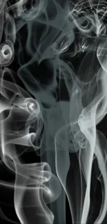 Intricate smoke art on a black background with ethereal swirls.