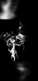 Elegant swirling smoke art on black mobile wallpaper.