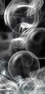 Mystical smoke bubbles with ethereal swirls on a black background.