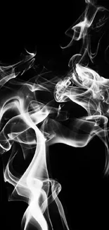 Abstract white smoke on a black background.