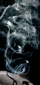 Mystical smoke swirling against a dark background, creating a captivating mobile wallpaper.