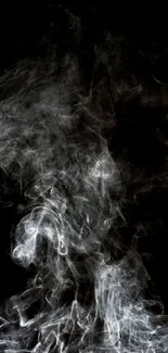 Black and white smoke design on dark background.