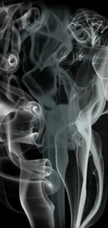 Abstract gray smoke against a dark background, mystical and elegant design.