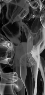 Mystical smoke patterns in grayscale for mobile wallpaper.