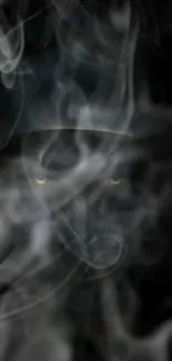 Mystical smoke panther with dark tones and glowing eyes.