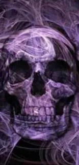 Purple mystical skull with swirling smoke design.