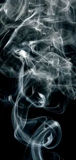 Elegant abstract smoke design on a black background for mobile wallpaper.