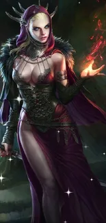 Mystical sorceress casting a spell in a fantasy art wallpaper.