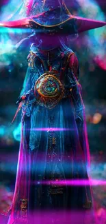 Mystical sorceress with vibrant colors and magical aura.