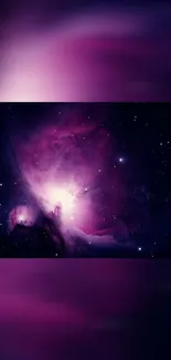 Mystical purple nebula with stars in a cosmic space setting.