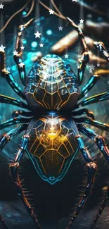 Mystical digital art of a spider with vivid colors and intricate details.