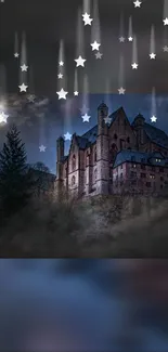 Enchanting castle under starry sky.