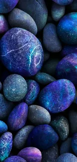 Vibrant mystical stones in blue and purple hues for phone wallpaper.