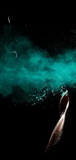 Mystical teal smoke against a black background.