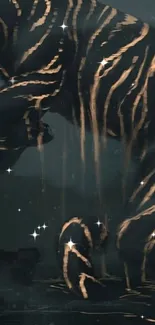 Mystical tiger with starry background wallpaper.