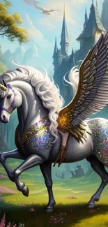 Mystical unicorn with vibrant colors in a fantasy forest setting.