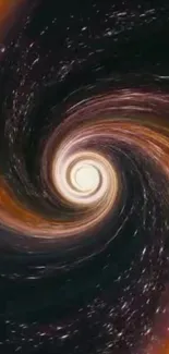 Dark orange swirling vortex wallpaper with cosmic theme.