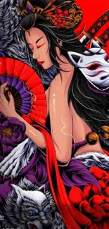 Intricately designed mystical warrior art wallpaper.