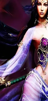 Fantasy warrior princess with purple hues.