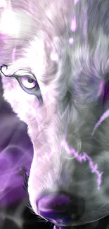 Mystical purple wolf artwork wallpaper for mobile.