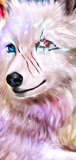 Mystical wolf fantasy wallpaper with vibrant colors.