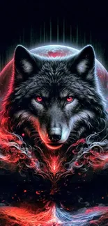 Vivid blue wolf with galaxy background in mobile wallpaper.