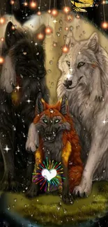 Enchanting mystical wolves in fantasy art.