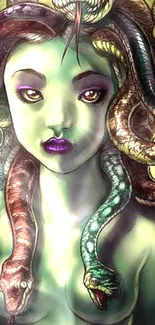 Mythical Medusa with snake hair in vibrant colors.