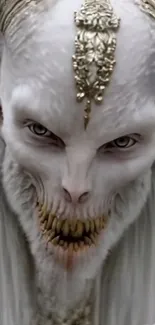 Intricate mythical creature with fierce expression and ornate details.