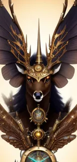 Mythical deer with steampunk elements wallpaper.