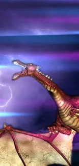 Majestic dragon with lightning in a mystical fantasy scene.