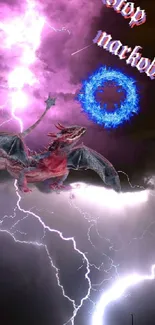 Dragon with lightning in stormy sky advocating anti-narcotics.