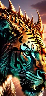 Fantasy artwork of a mythical tiger with vibrant hues.