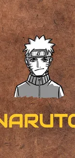 Naruto themed wallpaper with brown background.