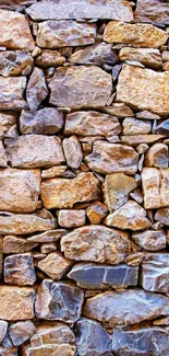 Textured stone wall mobile wallpaper with earthy brown tones.