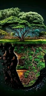 Artistic Africa map with trees and greenery design wallpaper.