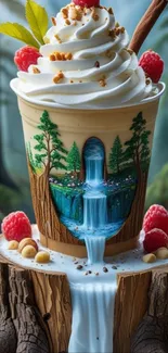 Whimsical dessert art blending nature with culinary creativity.