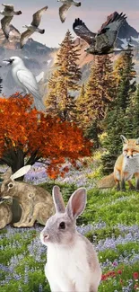 Nature wallpaper with wildlife and scenic forest landscape.