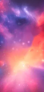 Colorful cosmic nebula wallpaper with vibrant pink and purple hues.