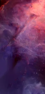 Mesmerizing phone wallpaper featuring a purple and red nebula in deep space.