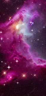 Vibrant purple nebula wallpaper background for mobile display.