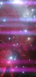 Mesmerizing nebula space wallpaper with vibrant purple hues and cosmic patterns.